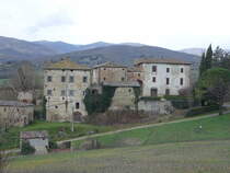 Anghiari, Castello di Sorci, erbaut im 12. Jahrhundert, von 1234 bis 1650 war es der Sommersitz der Familie Tarlati (02.04.2022)