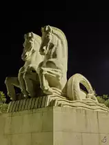 Eine Seepferd-Skulptur auf dem 1940 zu Ehren des portugiesischen Kolonialreiches errichteten Reichsplatz (Pra�a do Imp�rio). (Lissabon, Januar 2017)