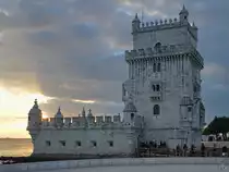 Der im manuelinischen Stil errichtete Torre de Bel�m ist eines der bekanntesten Wahrzeichen Lissabons. (Januar 2017)