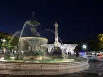 Der Rossio, offiziell Pra�a de D. Pedro IV, ist mit seinen beiden franz�sischen Bronzebrunnen und der Bronzestatue Pedros IV. einer der drei wichtigsten innerst�dtischen Pl�tze von Lissabon. (Lissabon, Januar 2017)