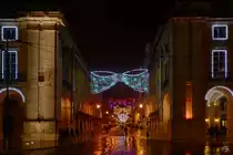 Weihnachtlich beleuchtete Straen in der Innenstadt von Lissabon. (Dezember 2016)
