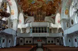 Wolfegg, Orgelempore mit der wertvollen historischen Orgel von Jacob H�r, Aug.2012