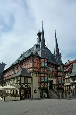 Wernigerode, das historische Rathaus, 1497 vollendet, zählt zu den schönsten in ganz Europa, Mai 2012