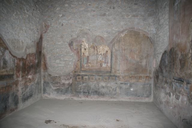 Wandmalerei in einer Villa. Durch den hermetischen Abscluss ber 17-18 Jahrhunderte sind die Farben gut erhalten. Pompeji, 21.10.2007