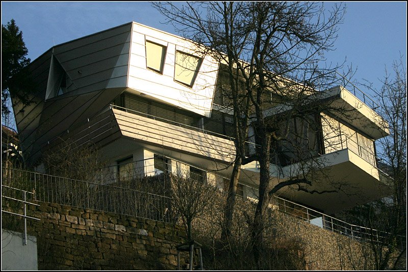Wohnhaus am Hang ber dem Stuttgarter Talkessel. Ansicht von der unteren Strae aus. 11.08.2008 (Matthias)